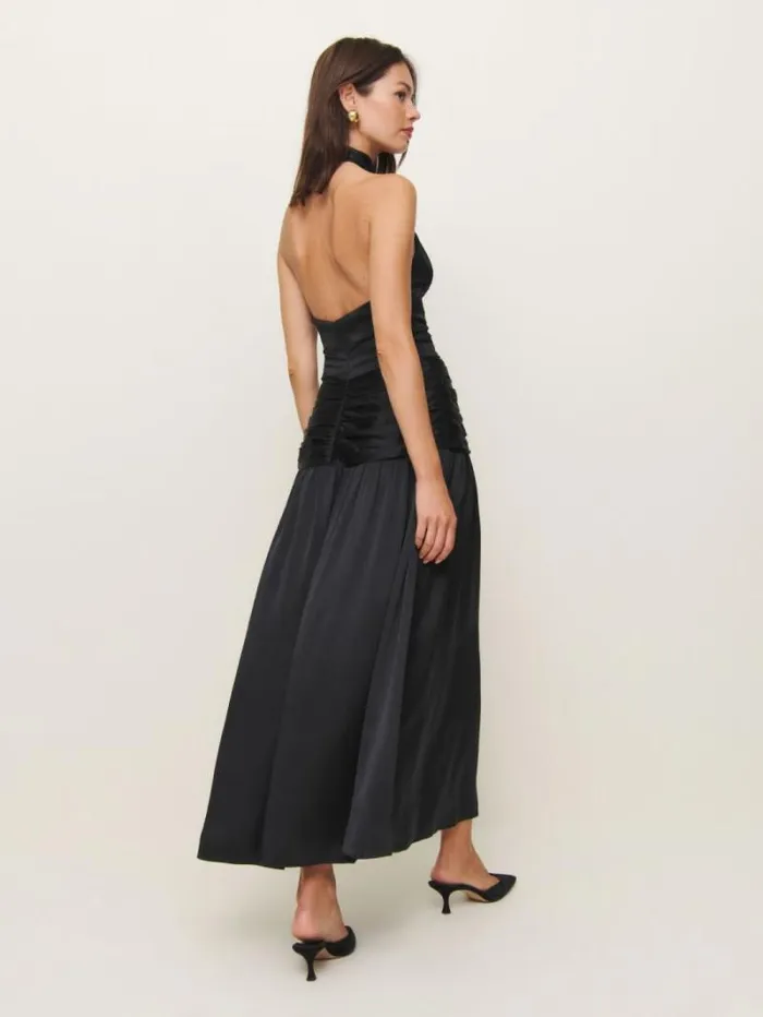 The Reformation Petites Zaria Silk Dress Black 8211 Clothing