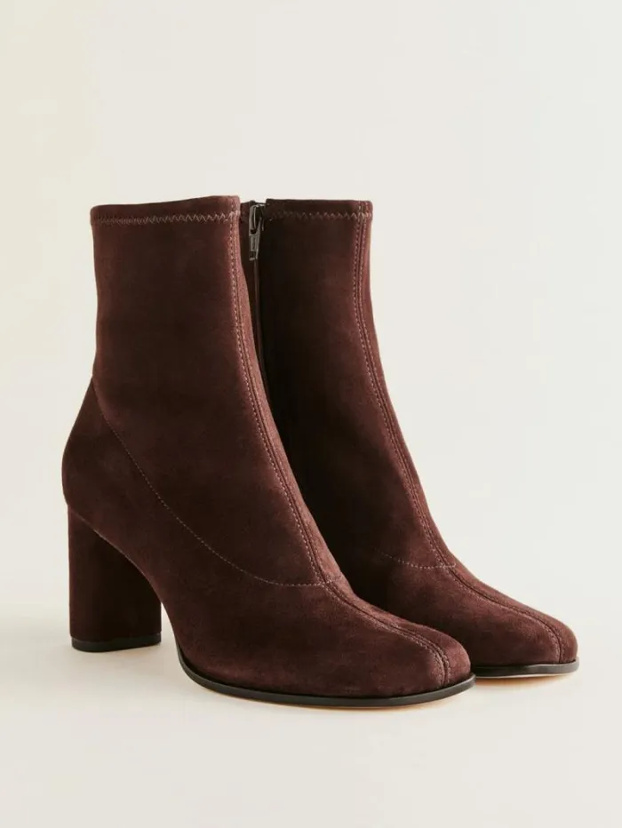 The Reformation Presley Ankle Boot Espresso Stretch Suede 8211 Shoes