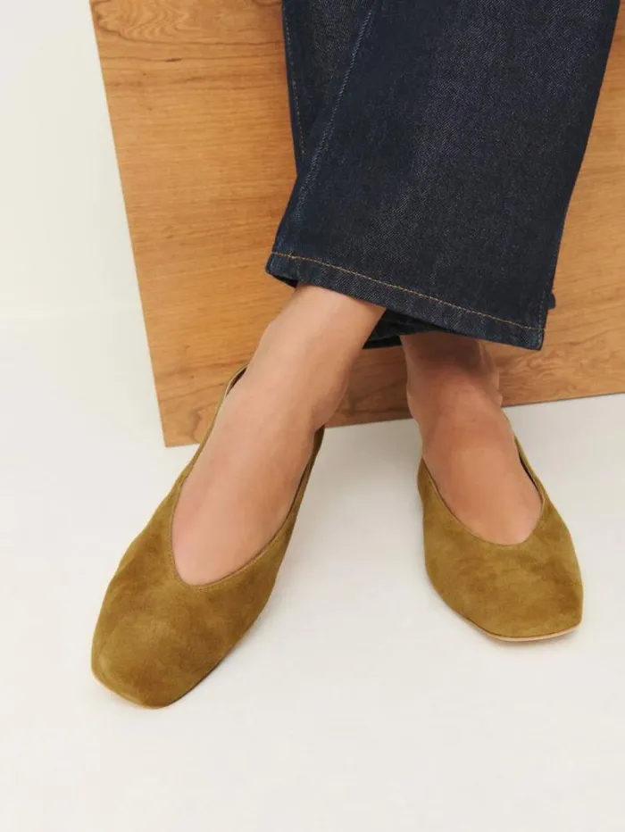The Reformation Prudence Ballet Flat Bog Suede 8211 Shoes
