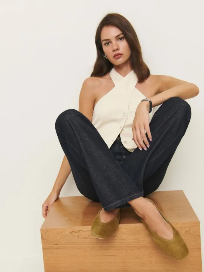 The Reformation Prudence Ballet Flat Bog Suede 8211 Shoes
