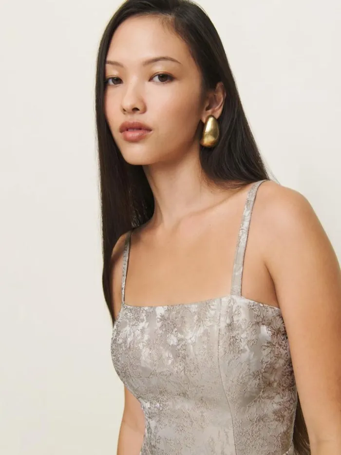 The Reformation Quince Dress Taupe Brocade 8211 Weddings