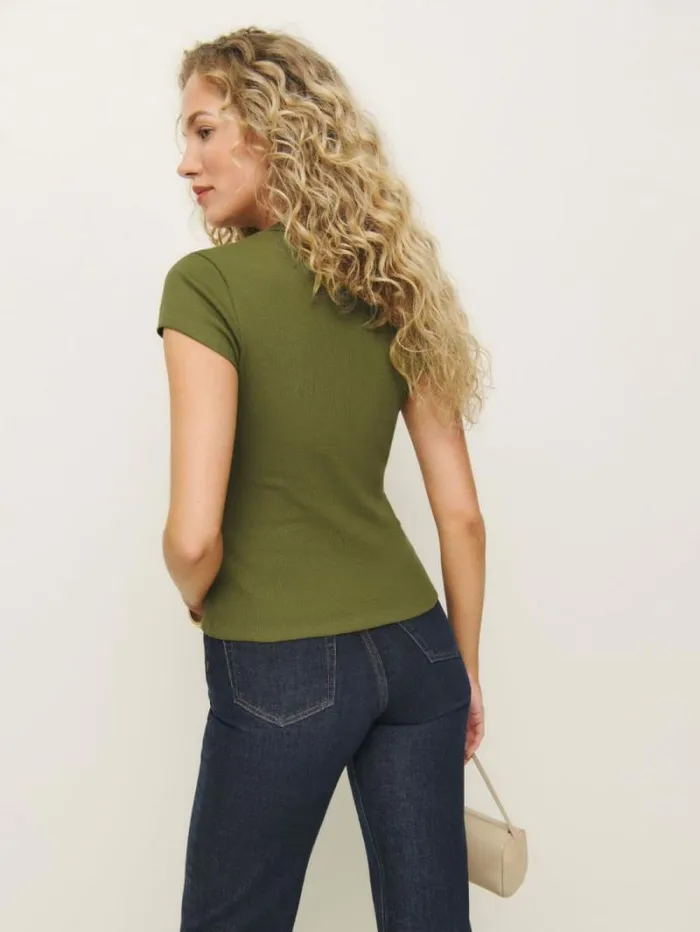 The Reformation Raelynn Knit Top Pear 8211 Clothing