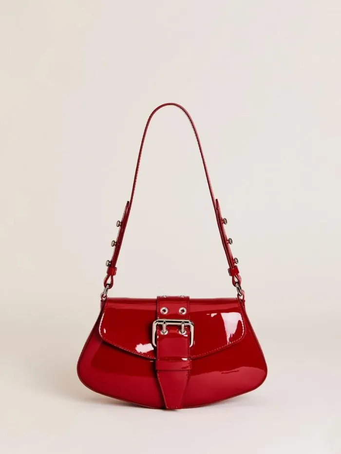 The Reformation Rafaella Shoulder Bag Lipstick Patent 8211 Bags