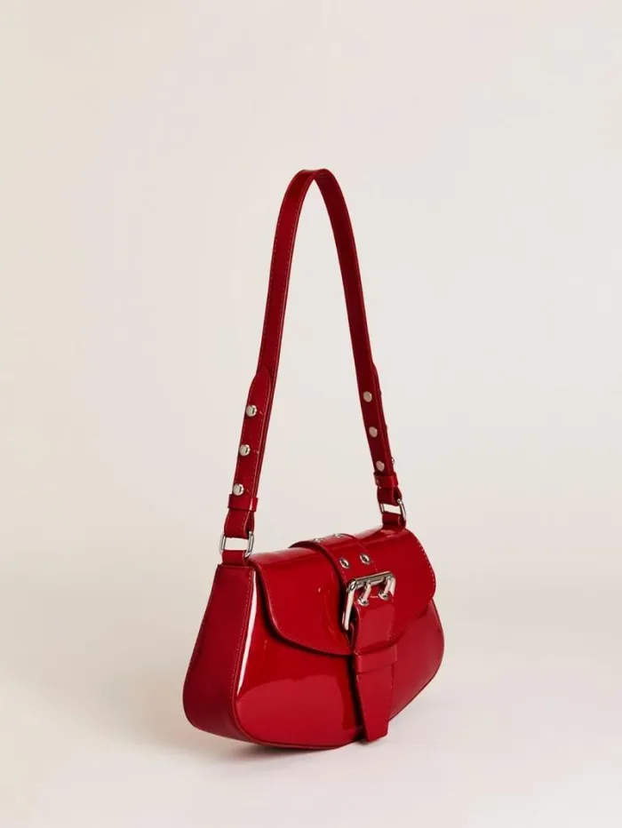 The Reformation Rafaella Shoulder Bag Lipstick Patent 8211 Bags