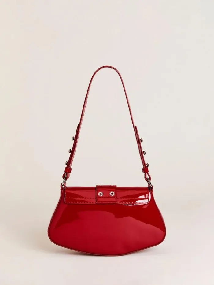The Reformation Rafaella Shoulder Bag Lipstick Patent 8211 Bags