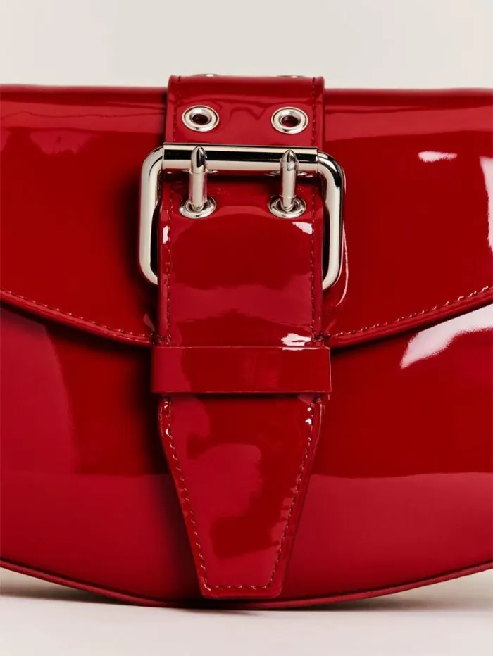 The Reformation Rafaella Shoulder Bag Lipstick Patent 8211 Bags