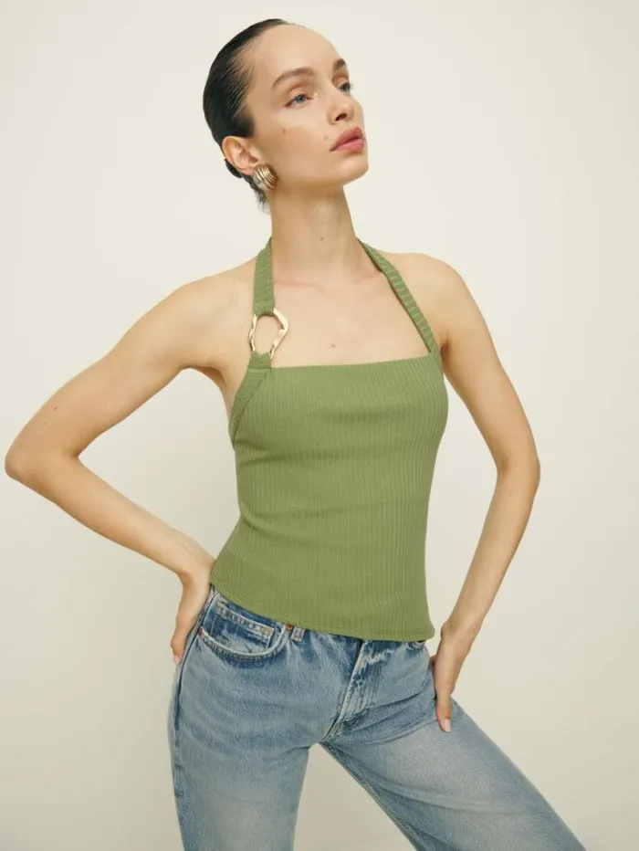 The Reformation Ramona Knit Top Crocodile 8211 Clothing