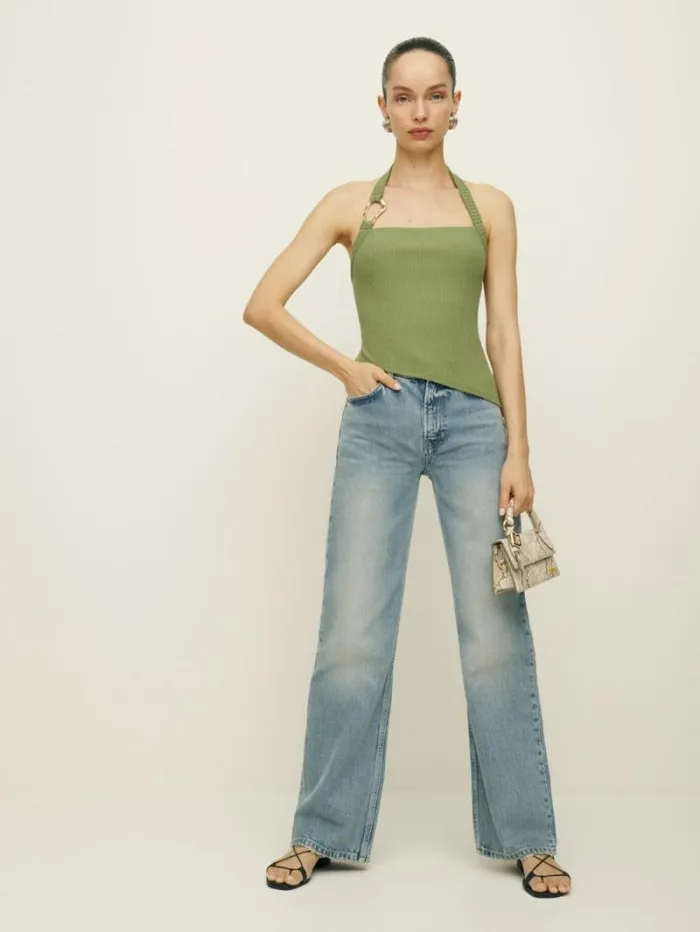 The Reformation Ramona Knit Top Crocodile 8211 Clothing