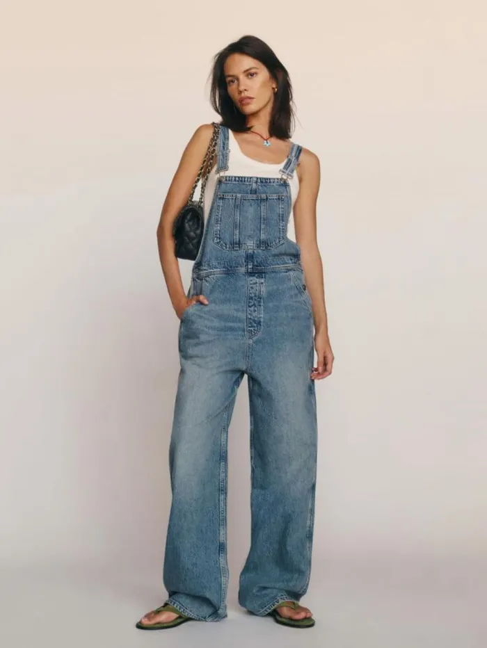 The Reformation River Relaxed Denim Overalls Galway 8211 Clothing