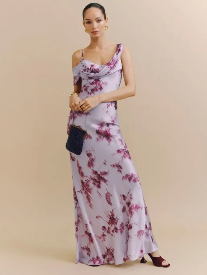 The Reformation Ronda Silk Dress Malibu Sunrise 8211 Weddings