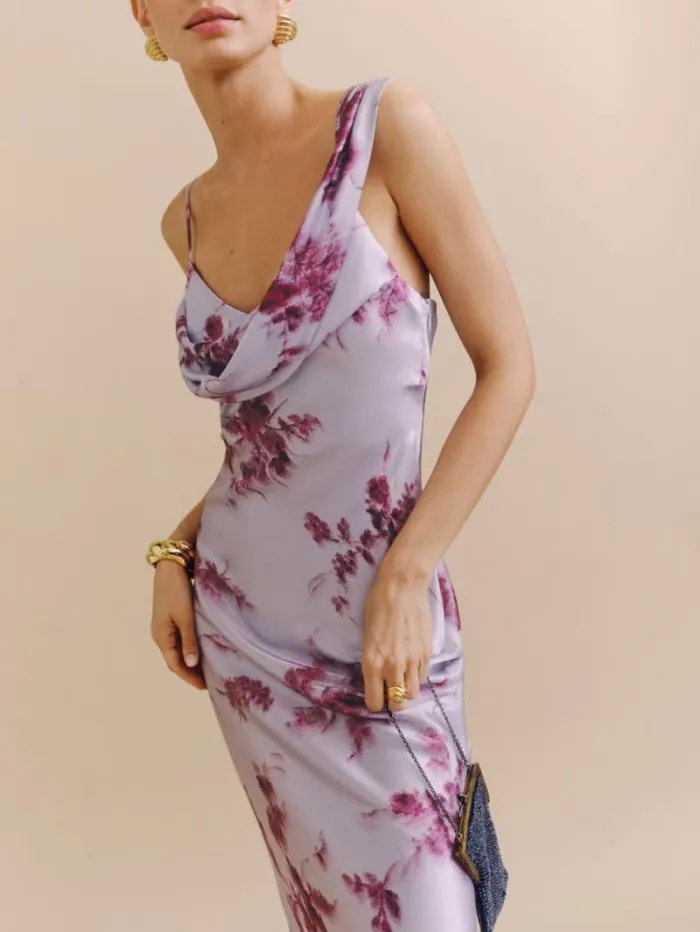 The Reformation Ronda Silk Dress Malibu Sunrise 8211 Weddings