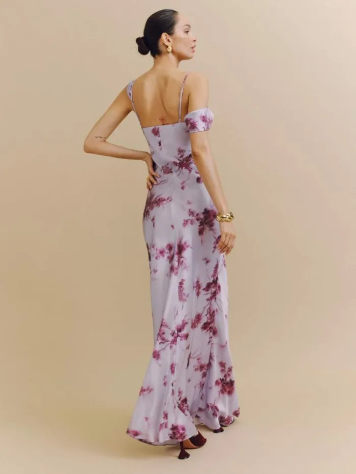 The Reformation Ronda Silk Dress Malibu Sunrise 8211 Weddings