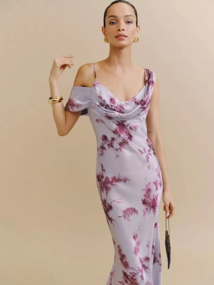 The Reformation Ronda Silk Dress Malibu Sunrise 8211 Weddings