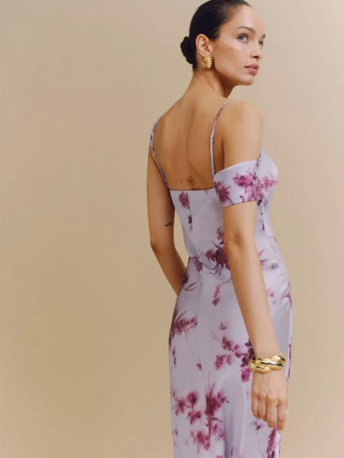 The Reformation Ronda Silk Dress Malibu Sunrise 8211 Weddings