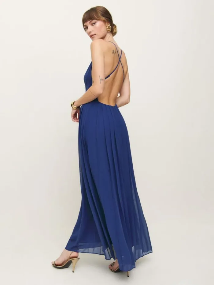 The Reformation Roseanne Dress Blue 8211 Weddings