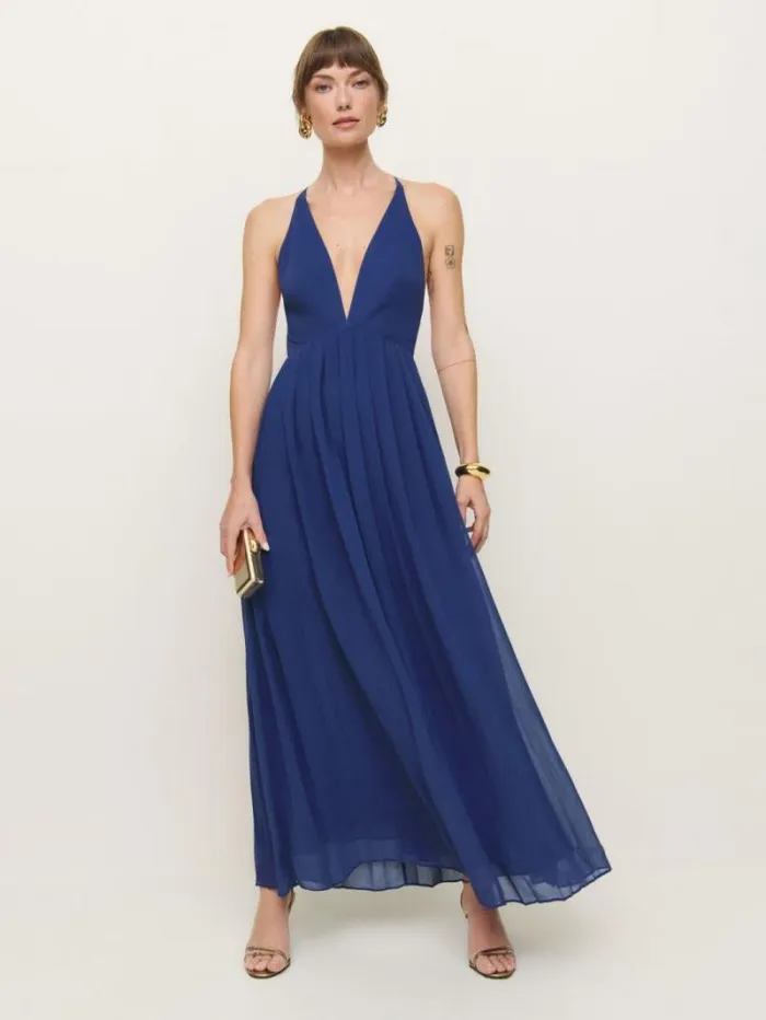 The Reformation Roseanne Dress Blue 8211 Weddings