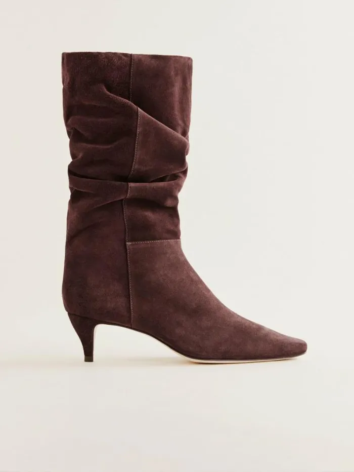 The Reformation Rosie Mid Shaft Boot Oak Suede 8211 Shoes