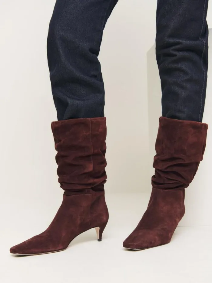 The Reformation Rosie Mid Shaft Boot Oak Suede 8211 Shoes