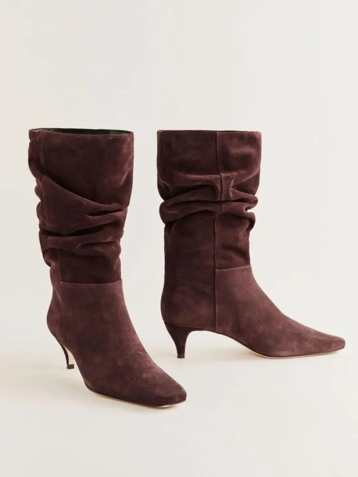 The Reformation Rosie Mid Shaft Boot Oak Suede 8211 Shoes