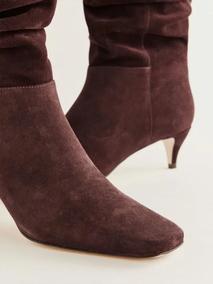 The Reformation Rosie Mid Shaft Boot Oak Suede 8211 Shoes