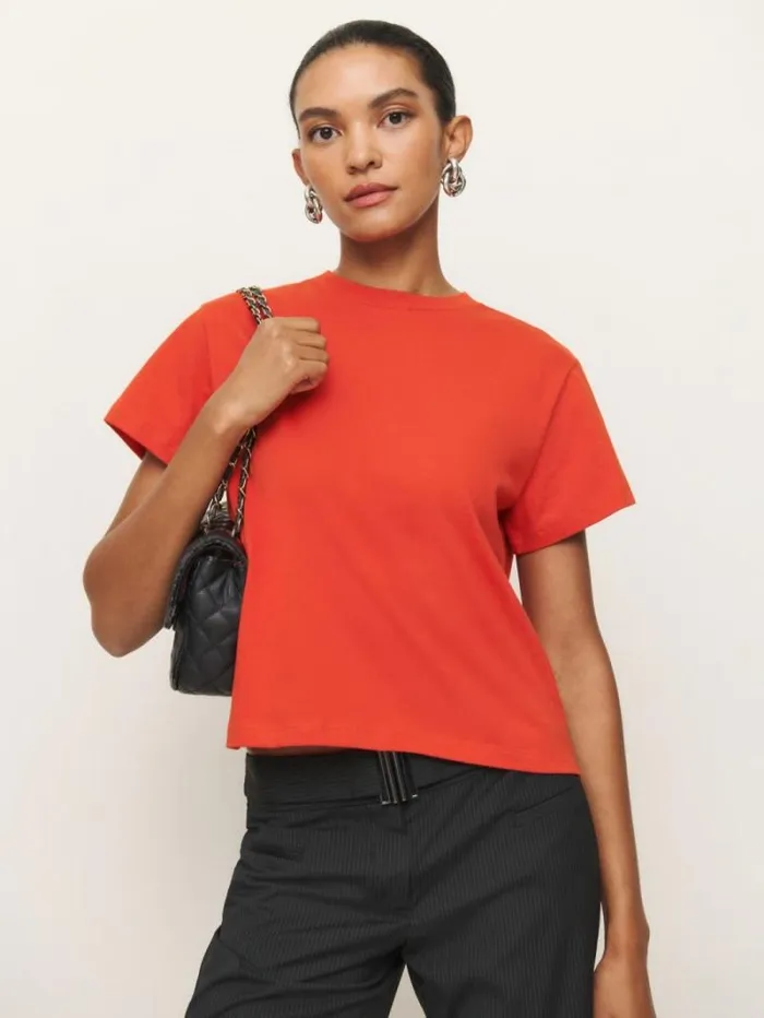 The Reformation Rowan Crew Tee Paprika 8211 Clothing
