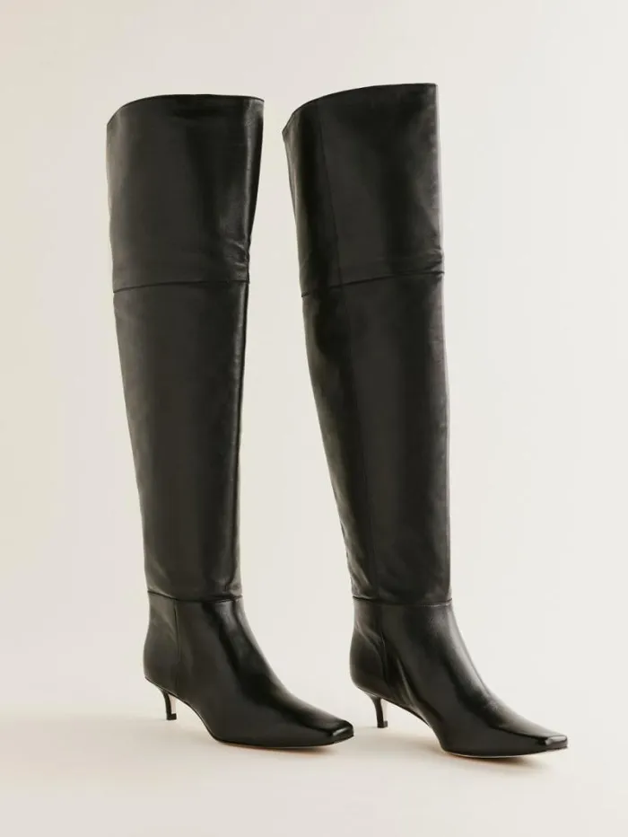 The Reformation Roxanne Over The Knee Boot Black Leather 8211 Shoes