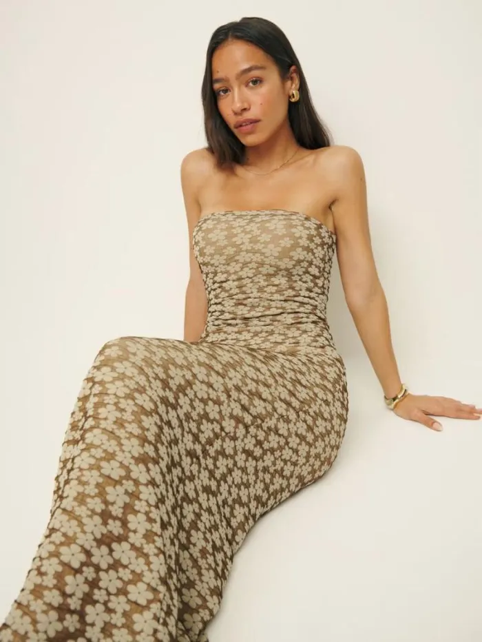 The Reformation Ryden Knit Dress Tan 8211 Clothing