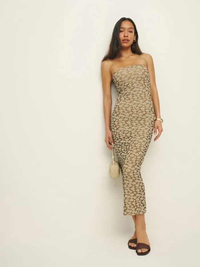 The Reformation Ryden Knit Dress Tan 8211 Clothing