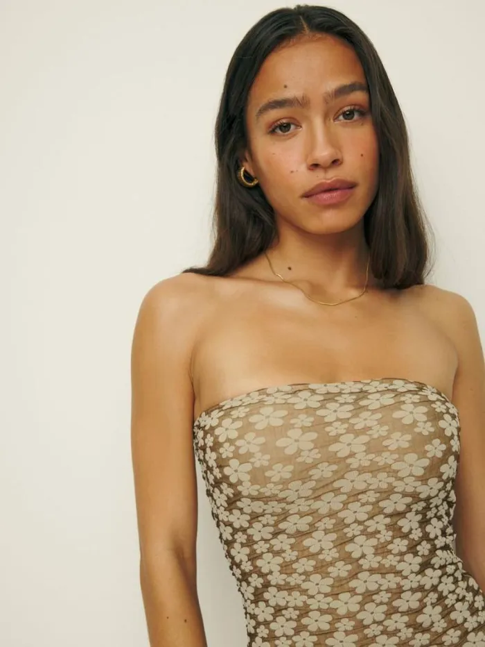 The Reformation Ryden Knit Dress Tan 8211 Clothing