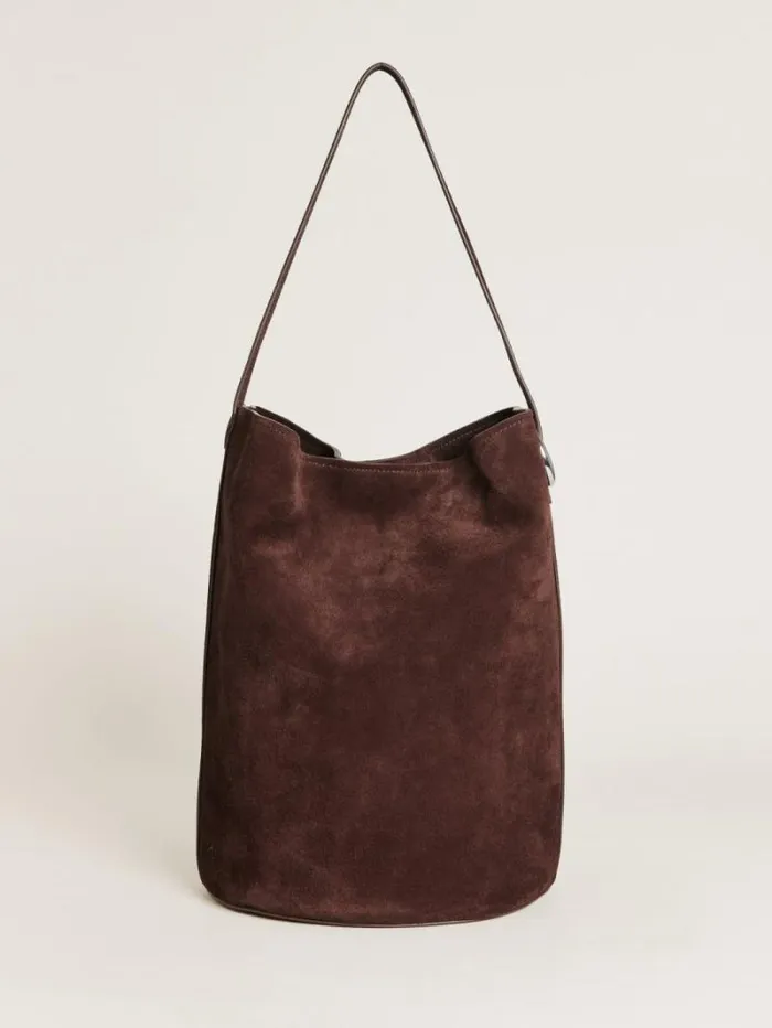 The Reformation Seleena Bucket Bag Espresso Suede 8211 Bags