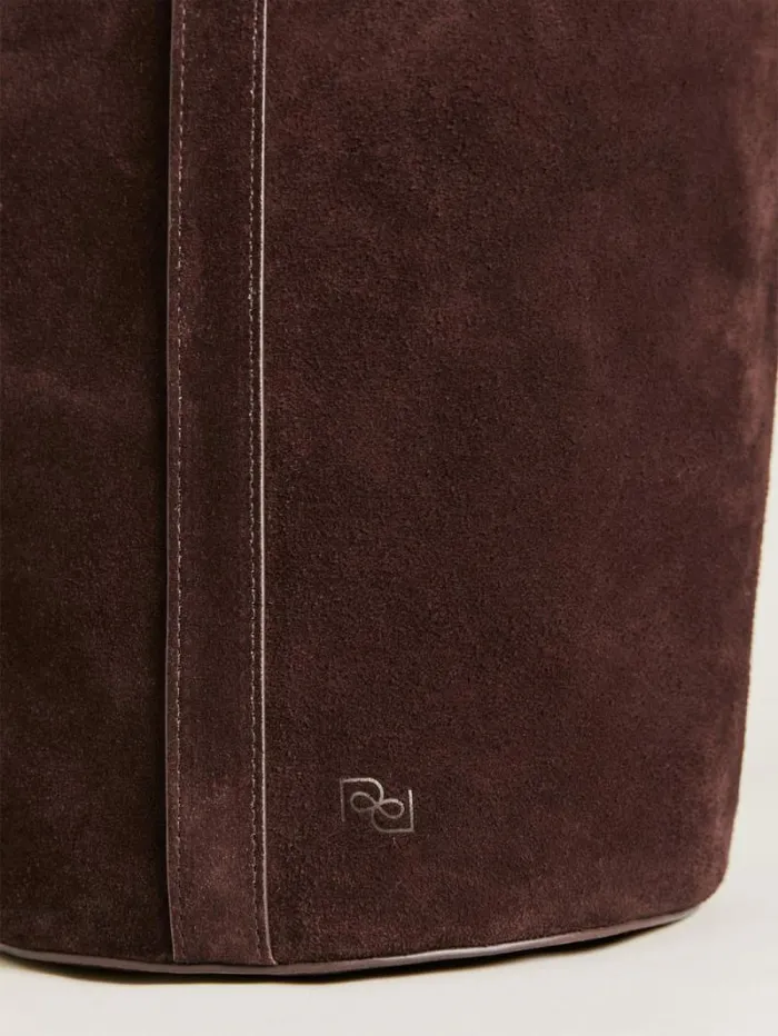The Reformation Seleena Bucket Bag Espresso Suede 8211 Bags