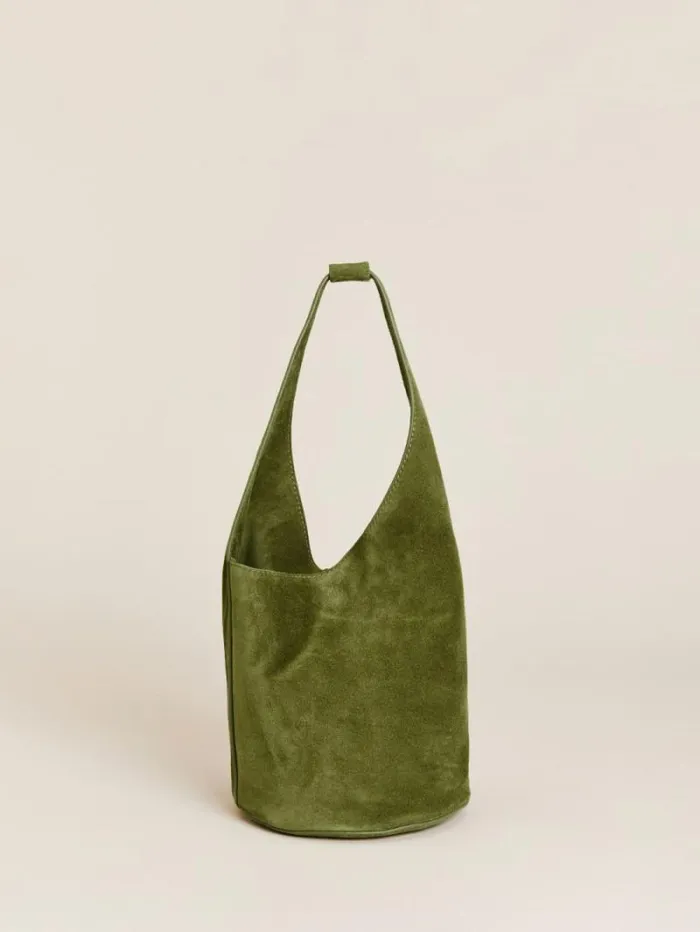 The Reformation Small Silvana Bucket Bag Avocado Suede 8211 Bags