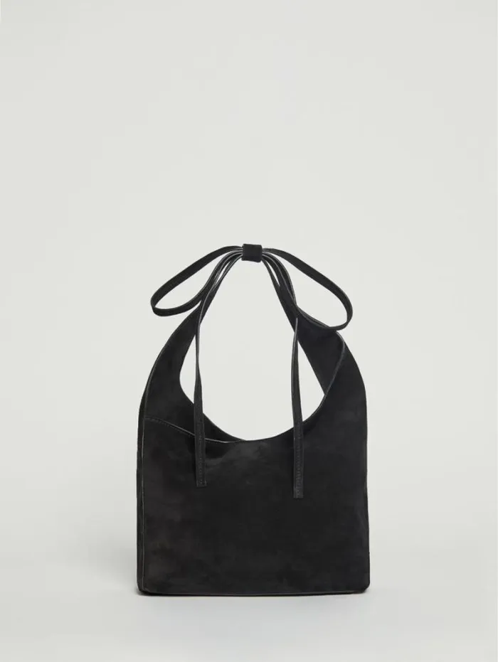 The Reformation Small Vittoria Tote Black Suede 8211 Bags