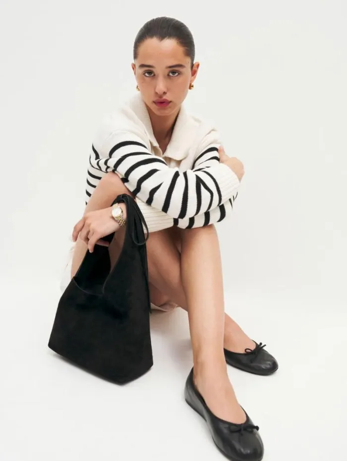 The Reformation Small Vittoria Tote Black Suede 8211 Bags