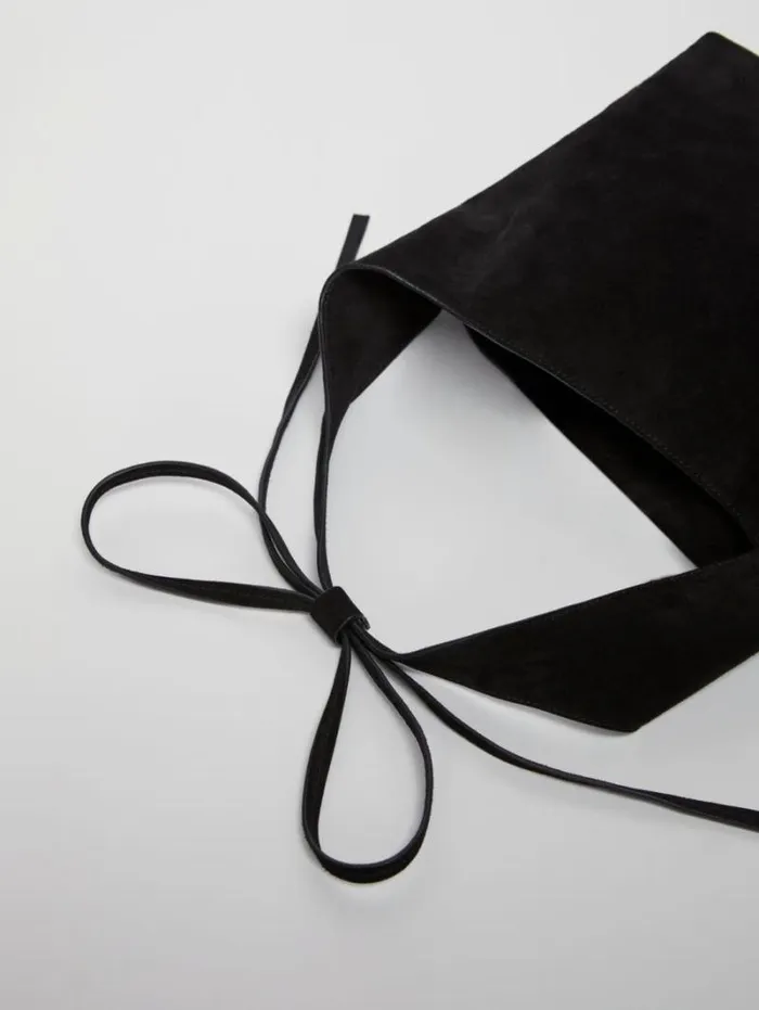 The Reformation Small Vittoria Tote Black Suede 8211 Bags