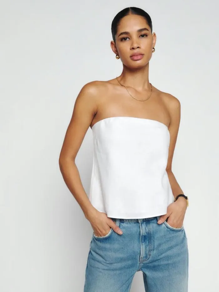 The Reformation Spritz Linen Top White 8211 Clothing