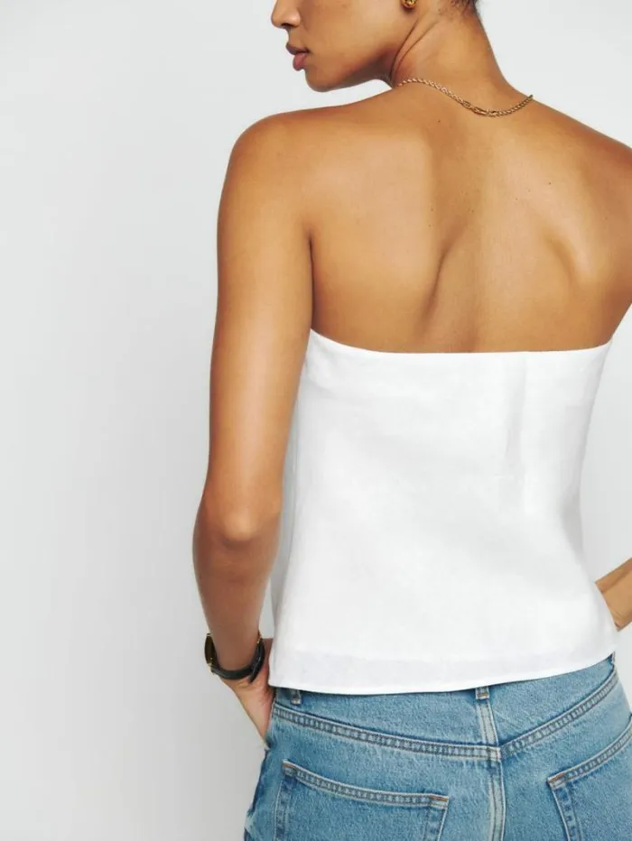 The Reformation Spritz Linen Top White 8211 Clothing