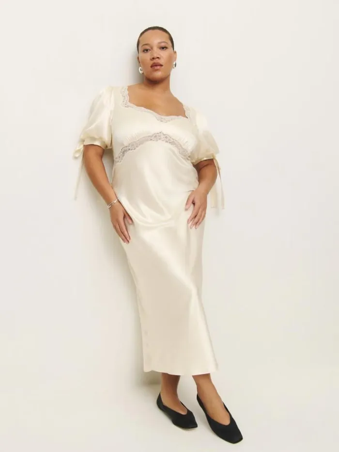 The Reformation Stella Silk Dress Es Ivory 8211 Clothing