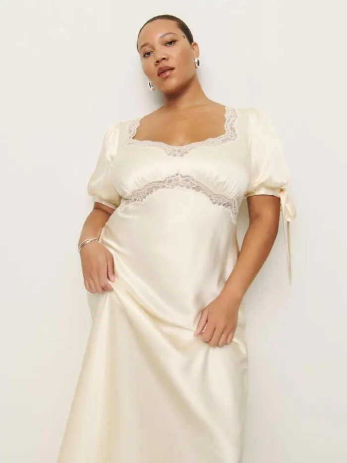 The Reformation Stella Silk Dress Es Ivory 8211 Clothing