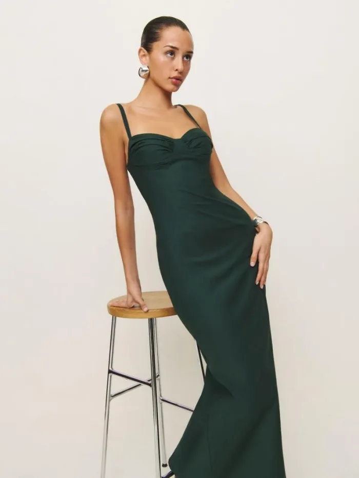 The Reformation Stormi Dress Forest 8211 Clothing