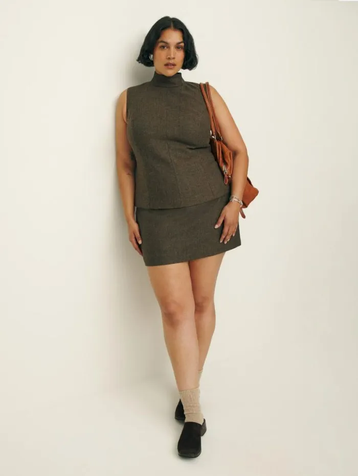 The Reformation Sutton Top Es Brown Herringbone 8211 Clothing