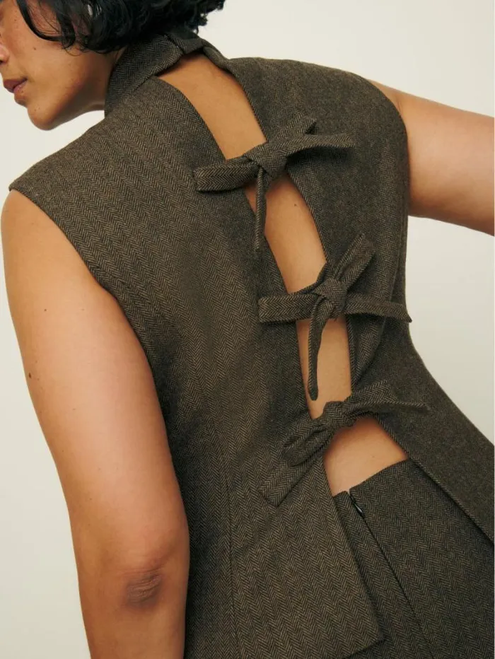 The Reformation Sutton Top Es Brown Herringbone 8211 Clothing