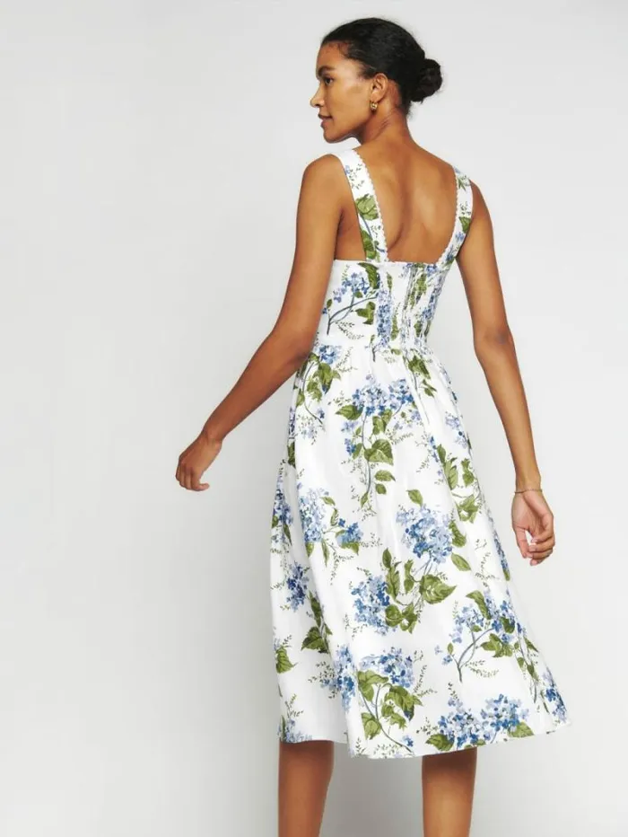 The Reformation Tagliatelle Linen Dress Riviera 8211 Clothing