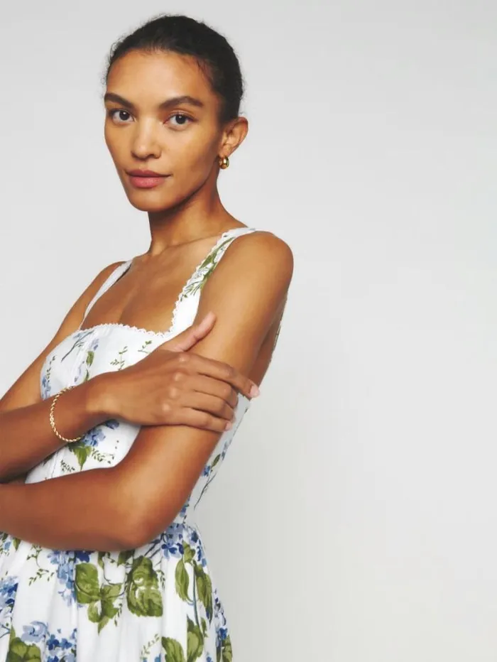The Reformation Tagliatelle Linen Dress Riviera 8211 Clothing