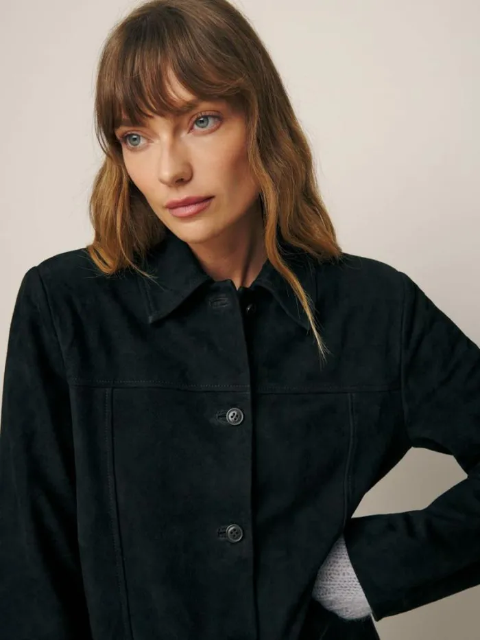 The Reformation Veda Lincoln Suede Shirt Jacket Black Suede 8211 Clothing