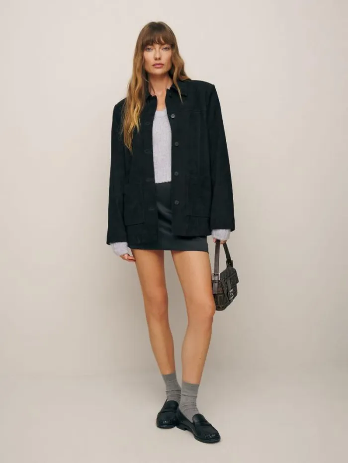 The Reformation Veda Lincoln Suede Shirt Jacket Black Suede 8211 Clothing