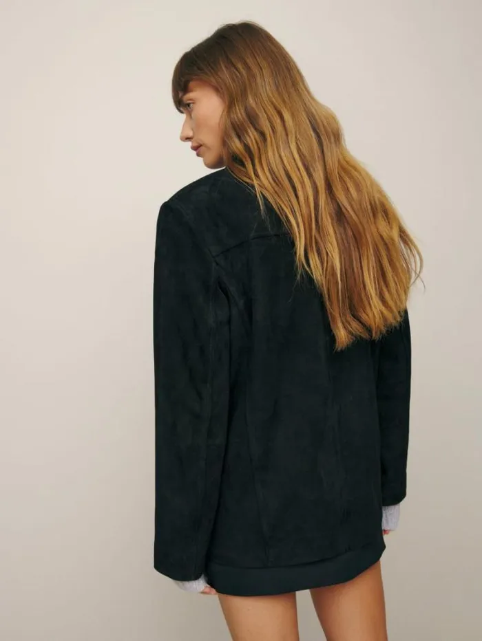 The Reformation Veda Lincoln Suede Shirt Jacket Black Suede 8211 Clothing