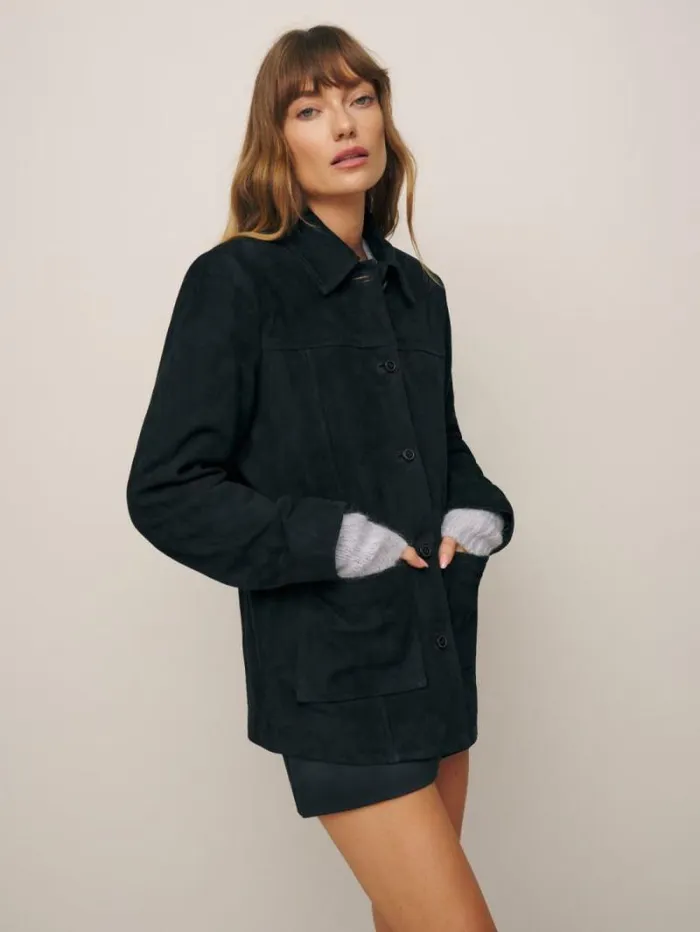The Reformation Veda Lincoln Suede Shirt Jacket Black Suede 8211 Clothing