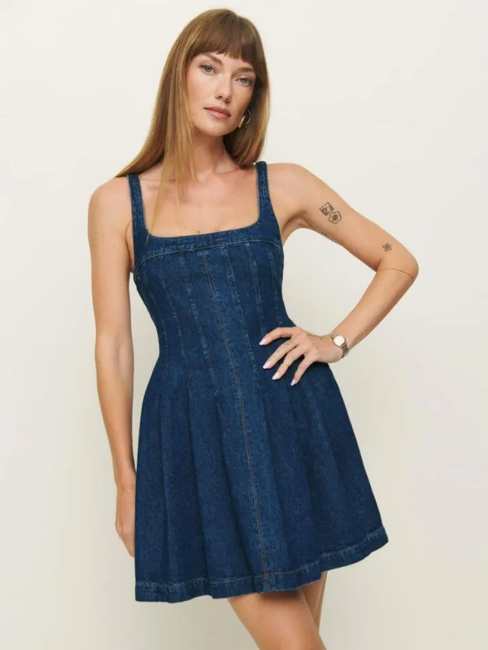 The Reformation Violet Denim Mini Dress Salinas 8211 Clothing