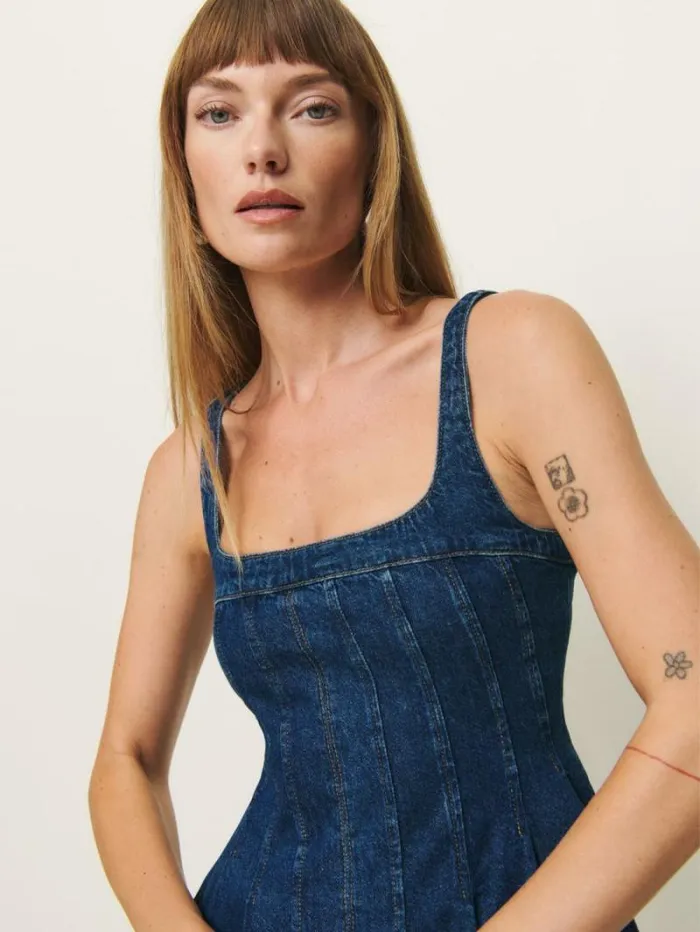 The Reformation Violet Denim Mini Dress Salinas 8211 Clothing